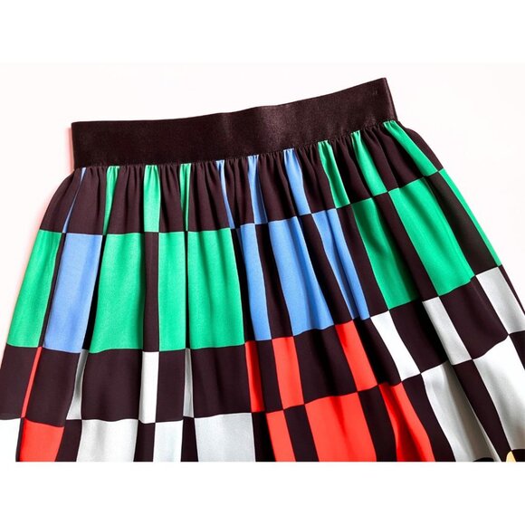 Alice & Olivia Melda Geometric Print Midi Skirt Size 6 Colourblock Multi - Picture 5 of 10